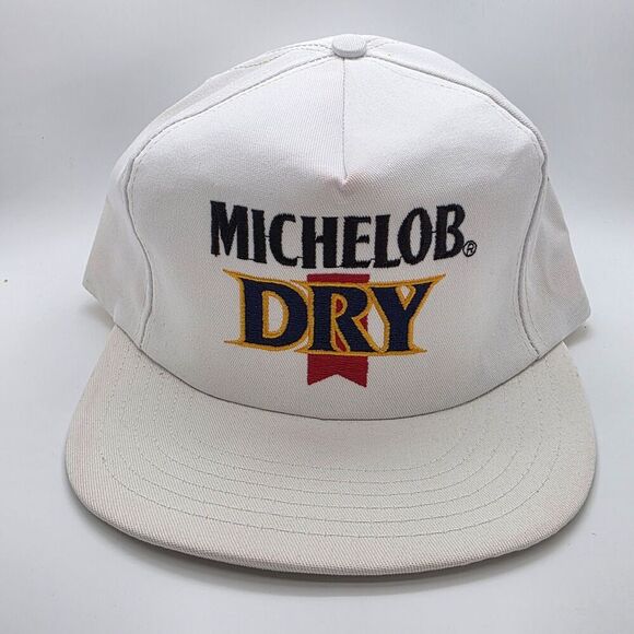 Vintage Michelob Dry Snapback Hat White Made in USA Cap - Picture 1 of 9